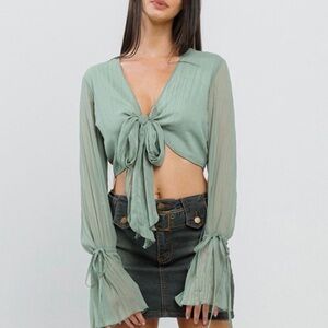 #179 sage wrinkle blouse